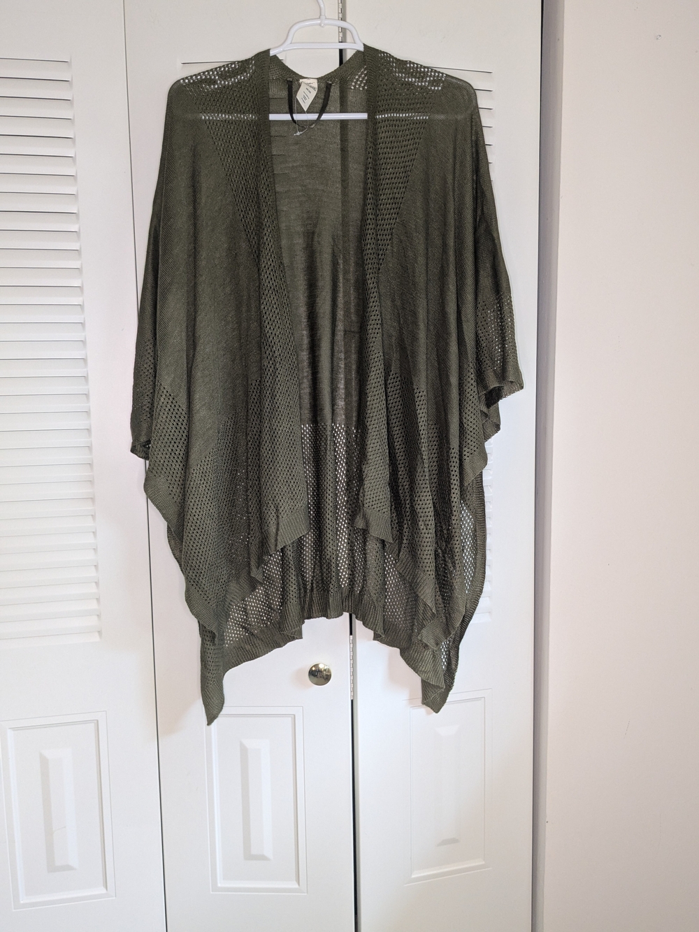 a.n.a Olive Green Open Knit Poncho Shrug